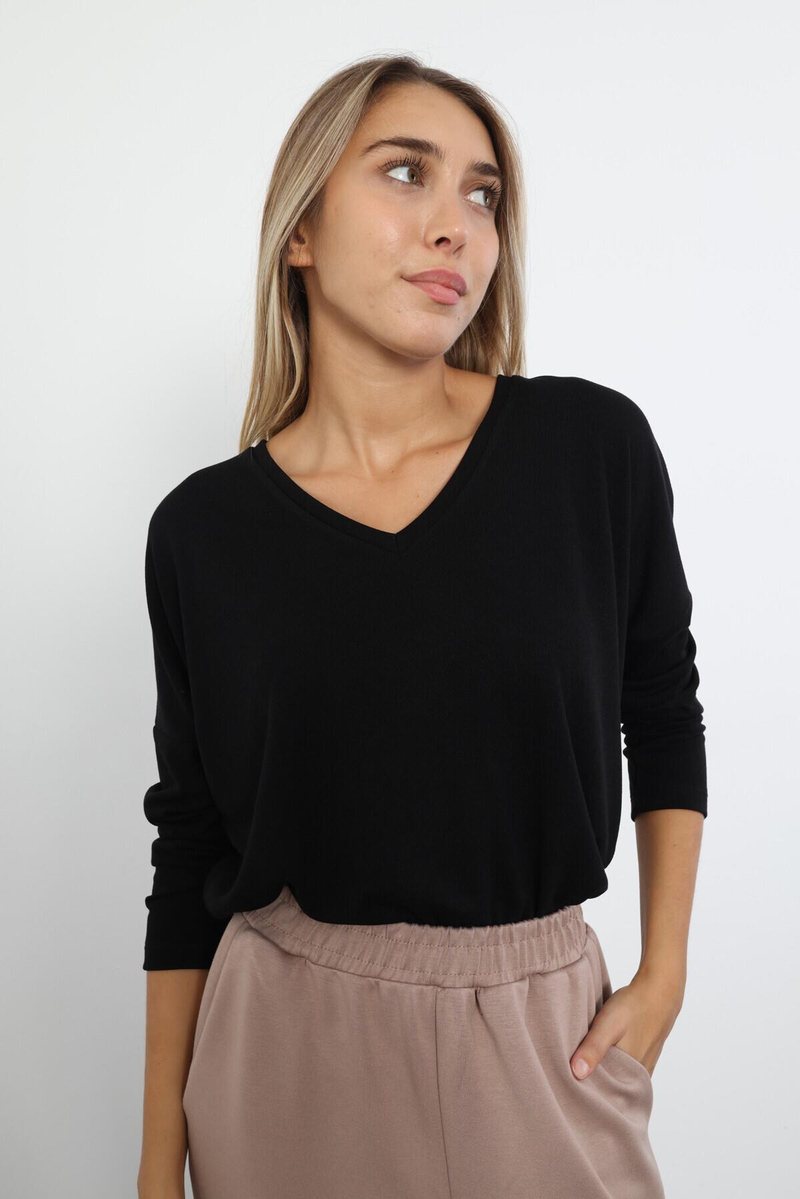 Siyah V Yaka Basic Triko 7590