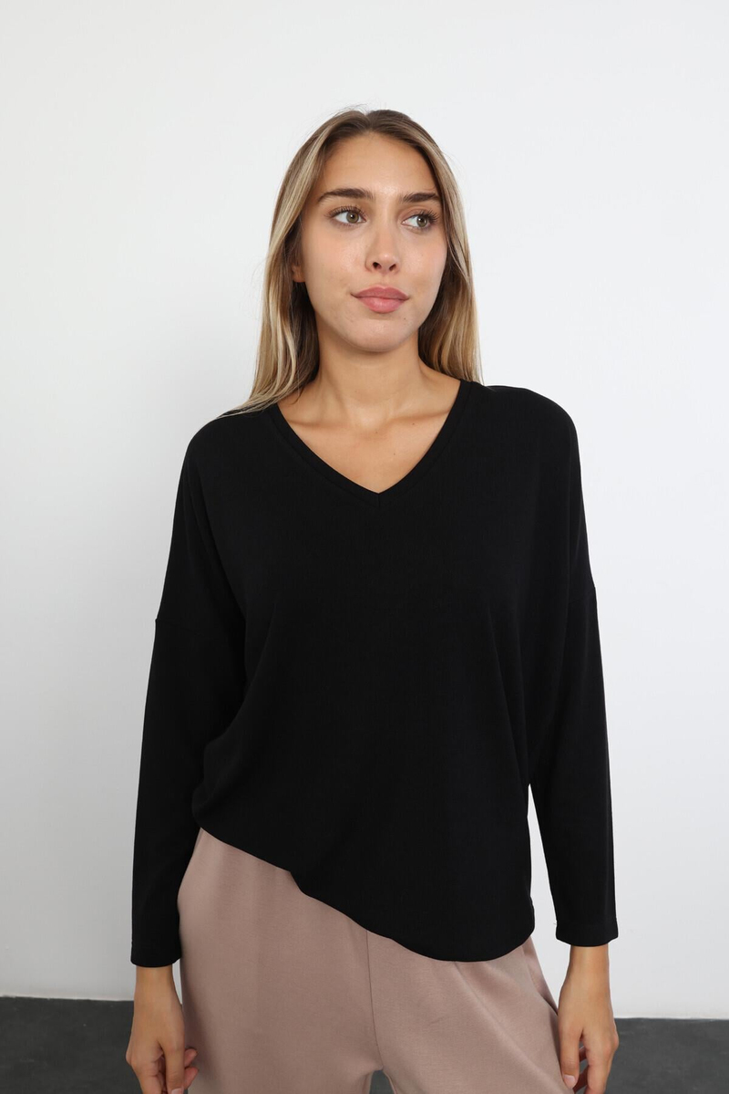 Siyah V Yaka Basic Triko 7590