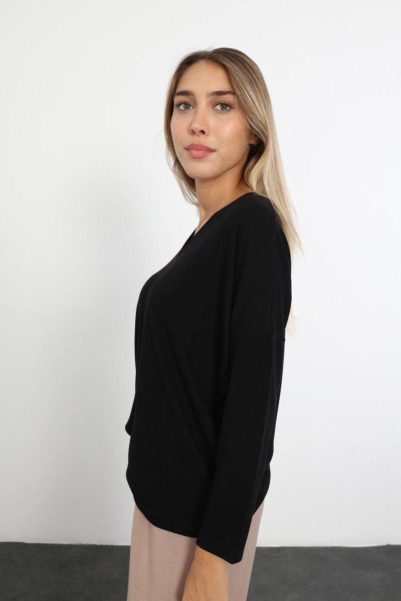 Siyah V Yaka Basic Triko 7590