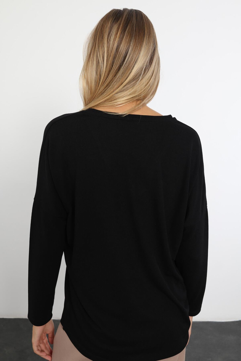 Siyah V Yaka Basic Triko 7590