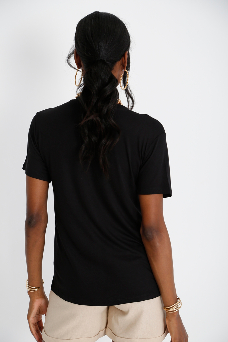 Siyah V Yaka Basic Tshirt 25070