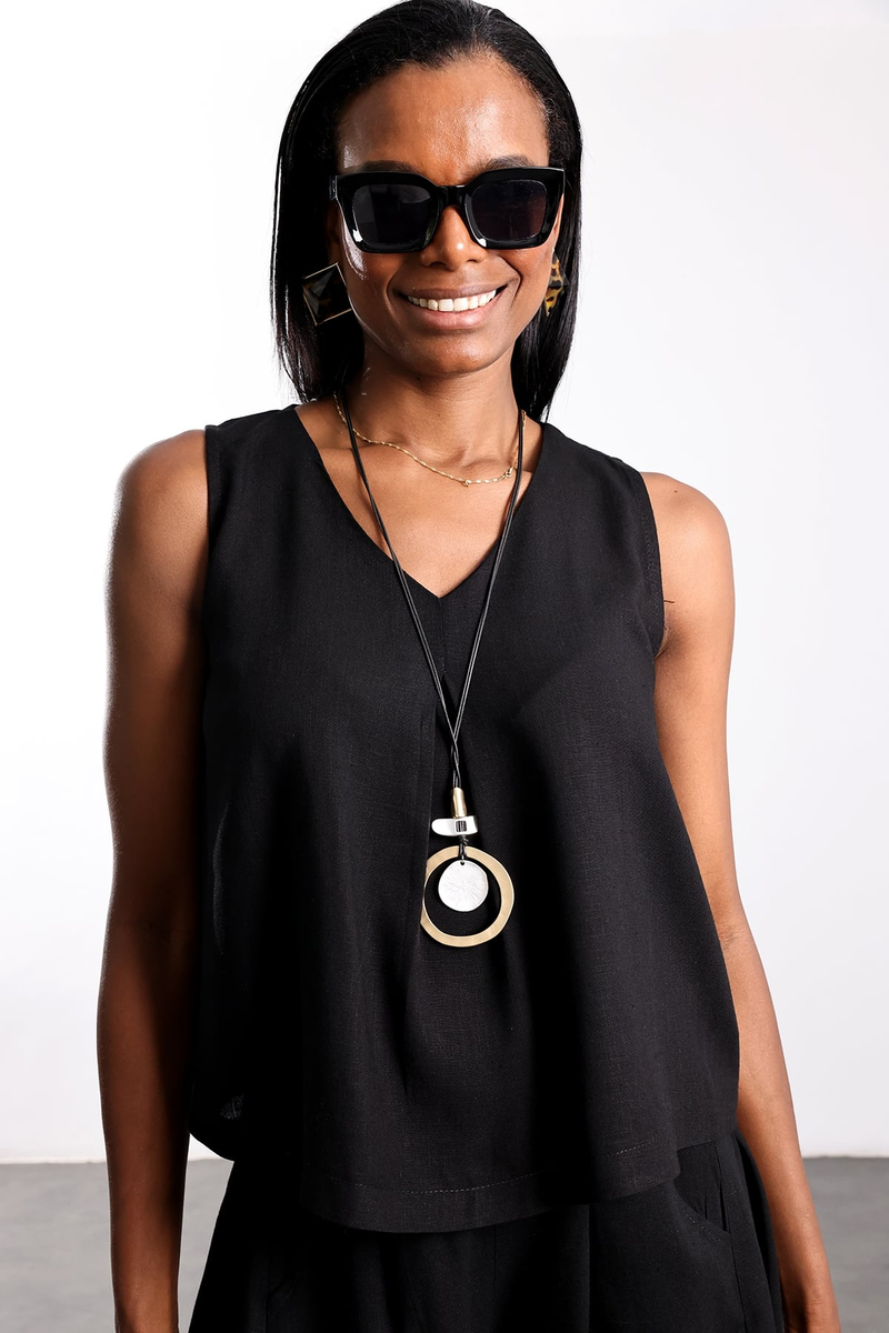 Siyah V Yaka Bluz 30068