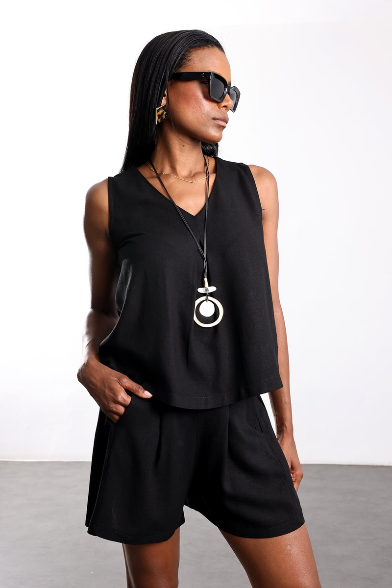 Siyah V Yaka Bluz 30068