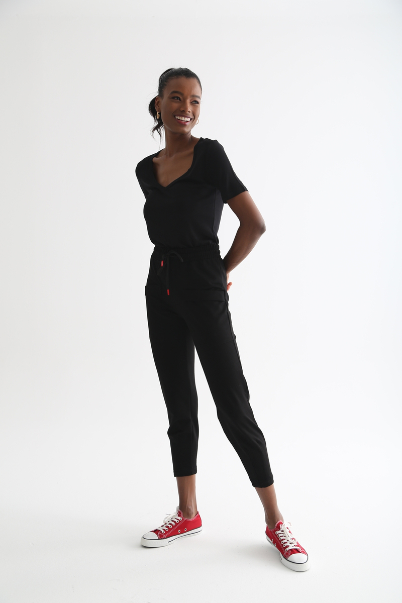 Siyah V Yaka Tshirt 