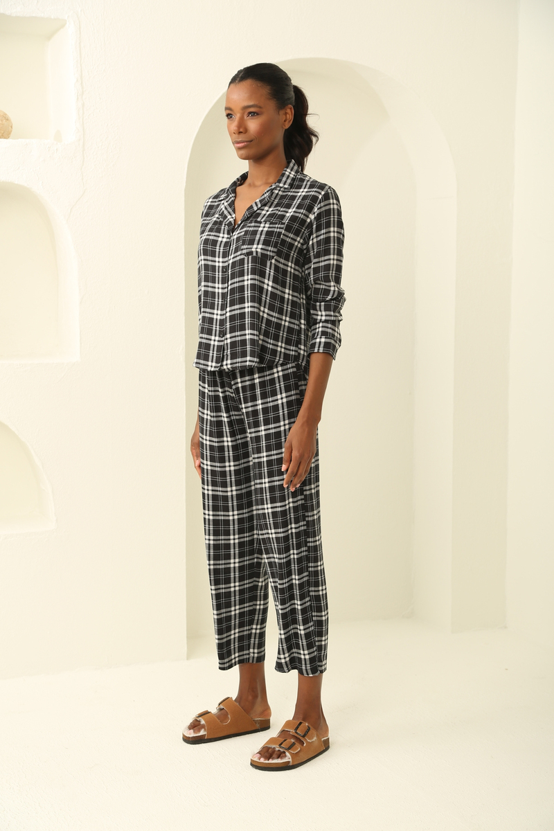 Siyah Viskon Pijama Takım 