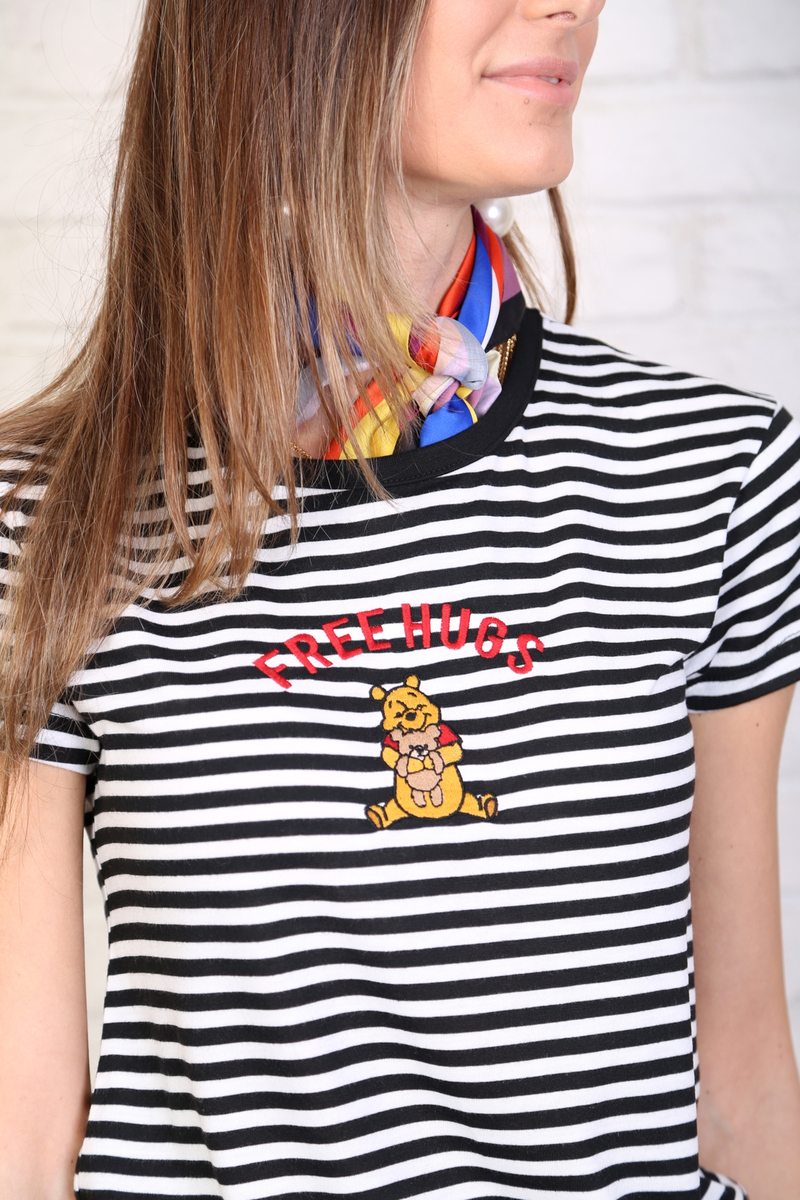 Siyah Winnie The Pooh Nakışlı Tshirt