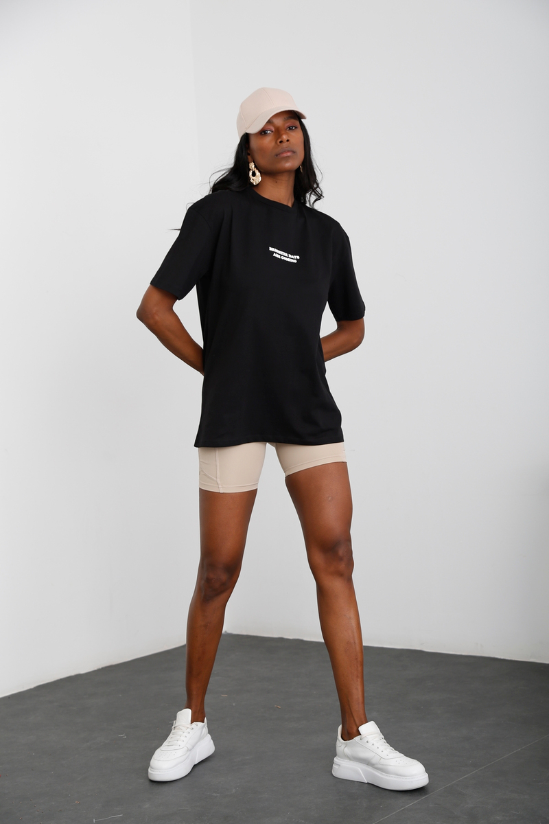 Siyah Yazı Baskılı Tshirt 80630