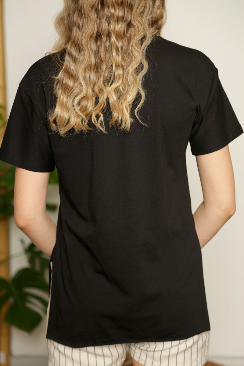 Siyah Yourself Baskılı Tshirt 18055