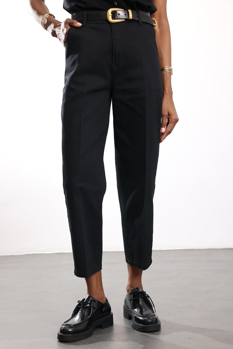 Siyah Yüksek Bel Baggy Jean 3004