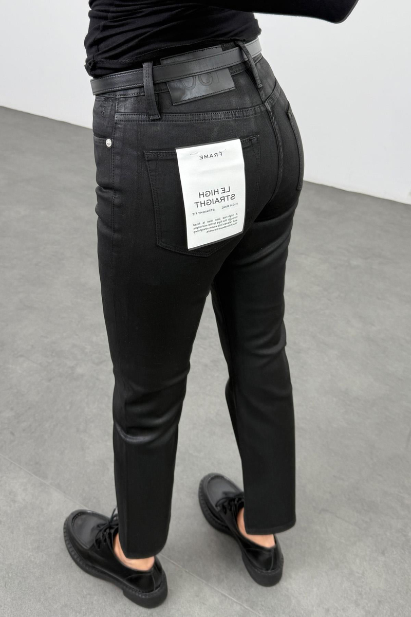 Siyah Yüksek Bel Kaplama Straight Jean 