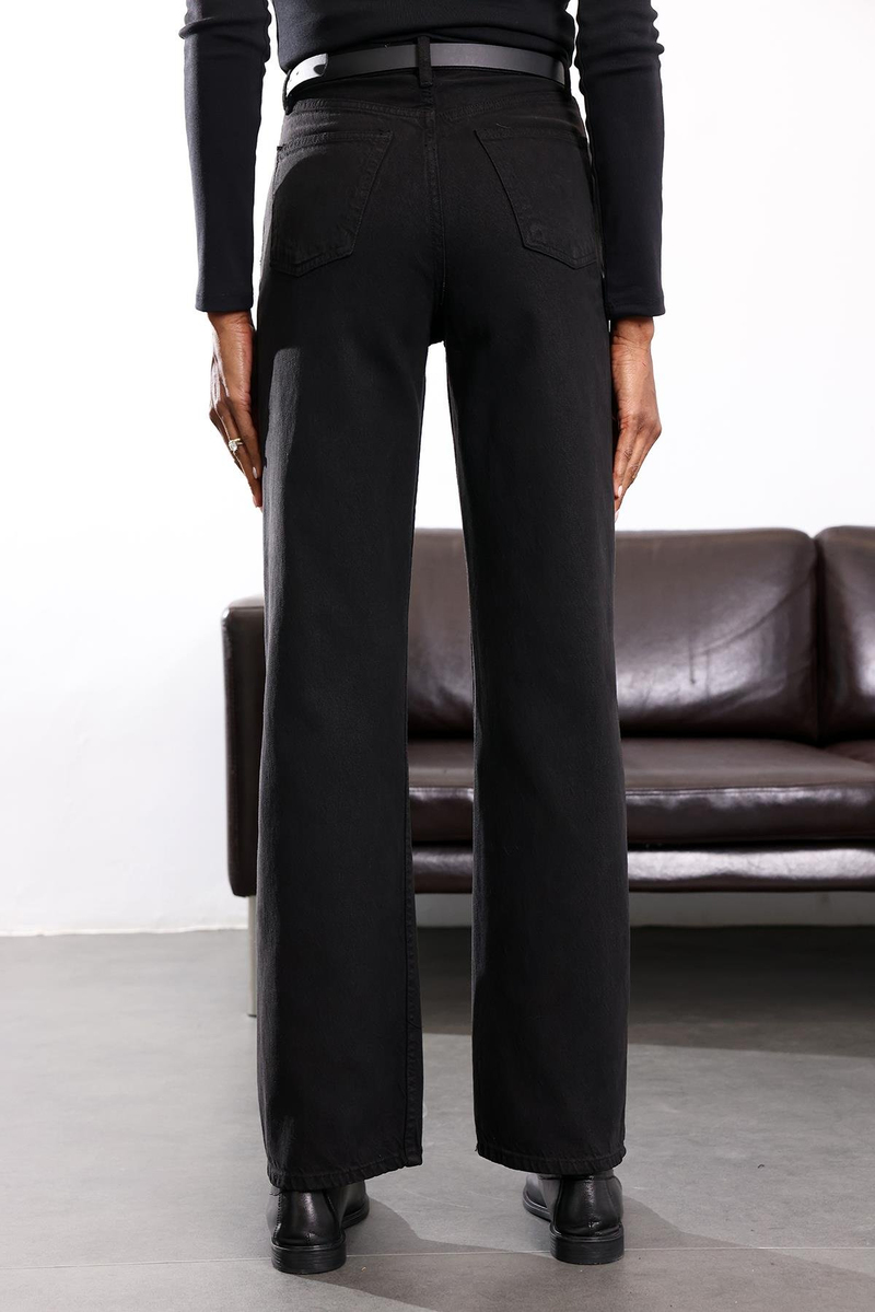Siyah Yüksek Bel Lyocell Wide Leg Jean 