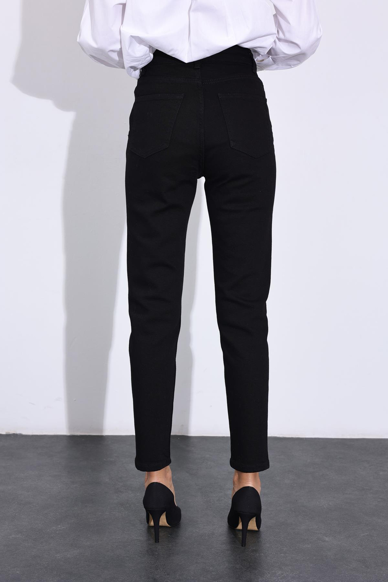 Siyah Yüksek Bel Mom Fit Jean 2772