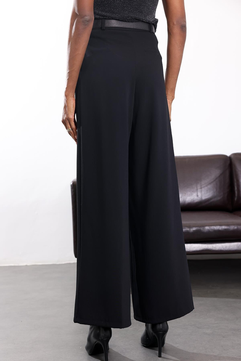 Siyah Yüksek Bel Palazzo Pantolon 1594