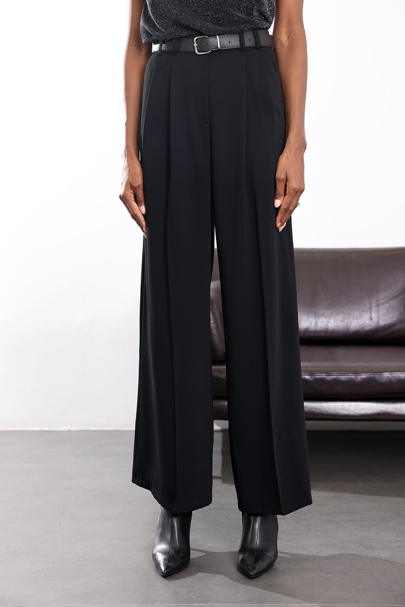 Siyah Yüksek Bel Palazzo Pantolon 1594