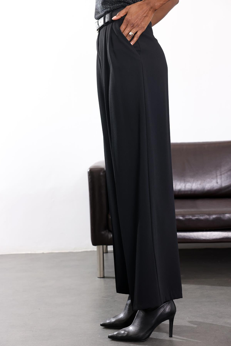Siyah Yüksek Bel Palazzo Pantolon 1594