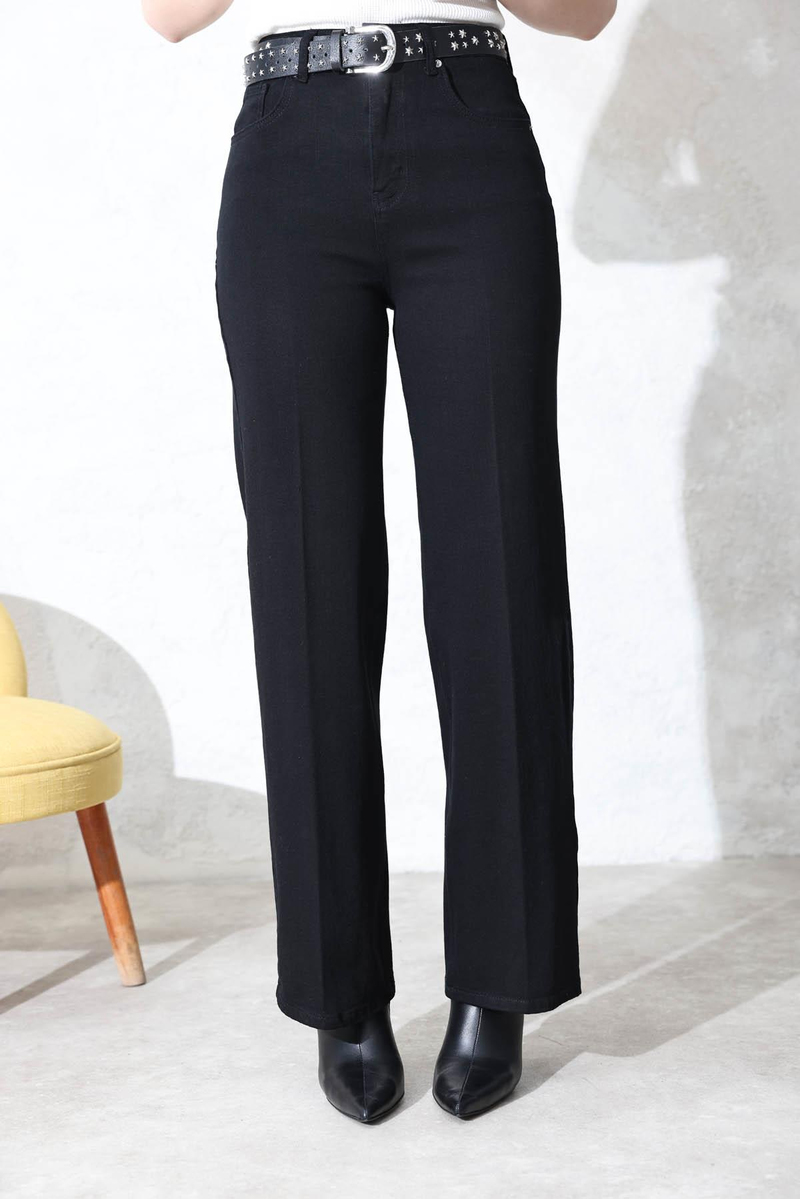 Siyah Yüksek Bel Straight Jean 4096