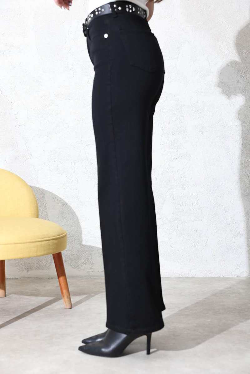 Siyah Yüksek Bel Straight Jean 4096