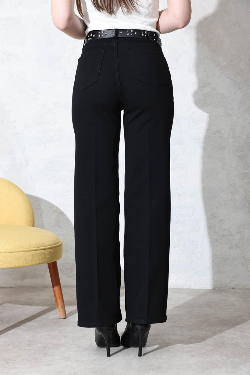 Siyah Yüksek Bel Straight Jean 4096