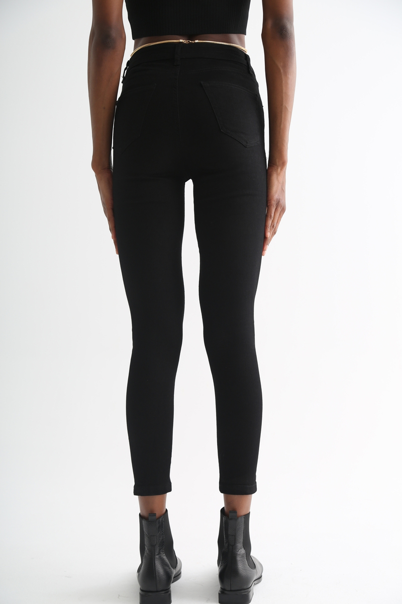 Siyah Yüksek Bel Toparlayan Slim Fit Jean 