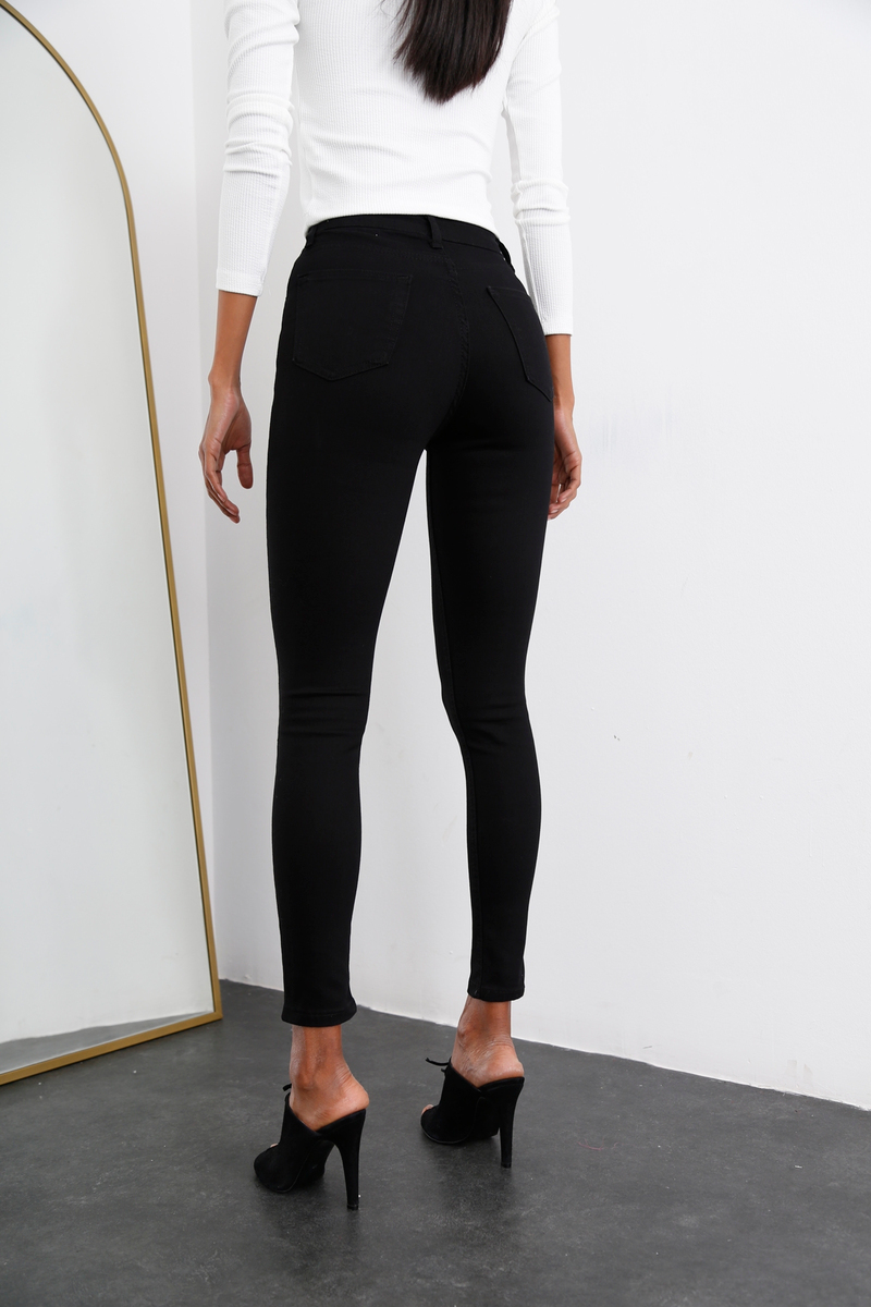 Siyah Yüksek Bel Toparlayan Slim Fit Jean 