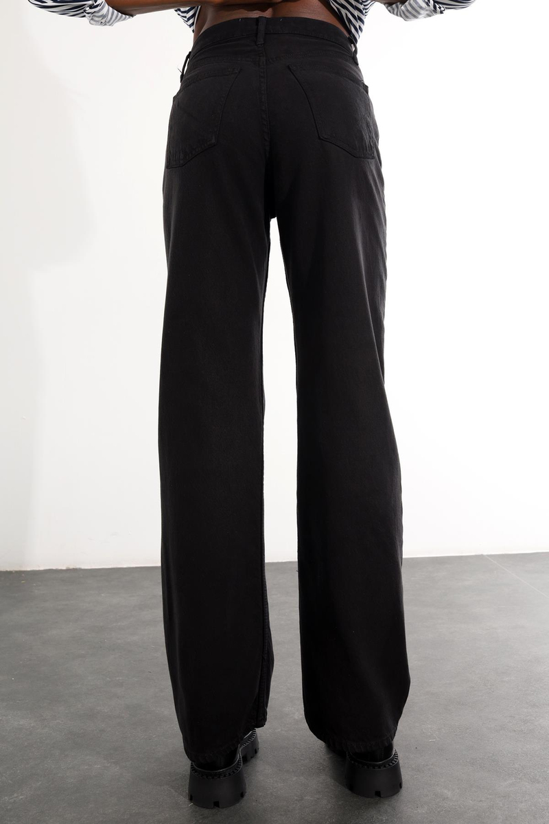 Siyah Yüksek Bel Wide Leg Jean 