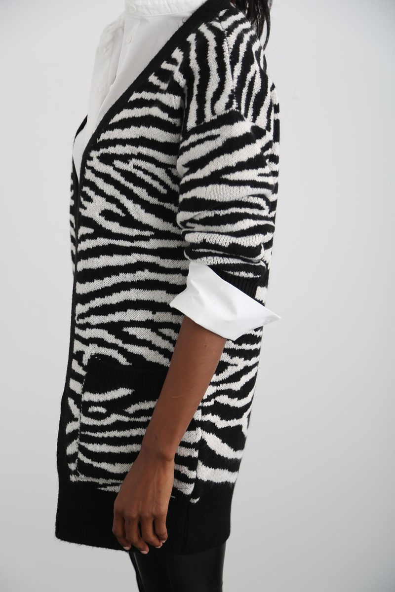 Siyah Zebra Desen Hırka 10038