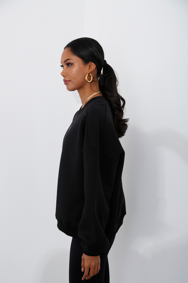 Siyah Zürafa Baskılı Şardonlu Sweatshirt 225