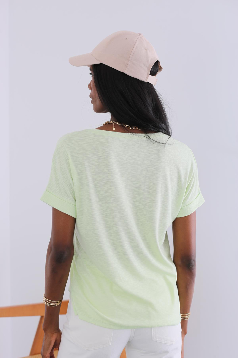 Su Yeşili Bisiklet Yaka Duble Kol Tshirt 
