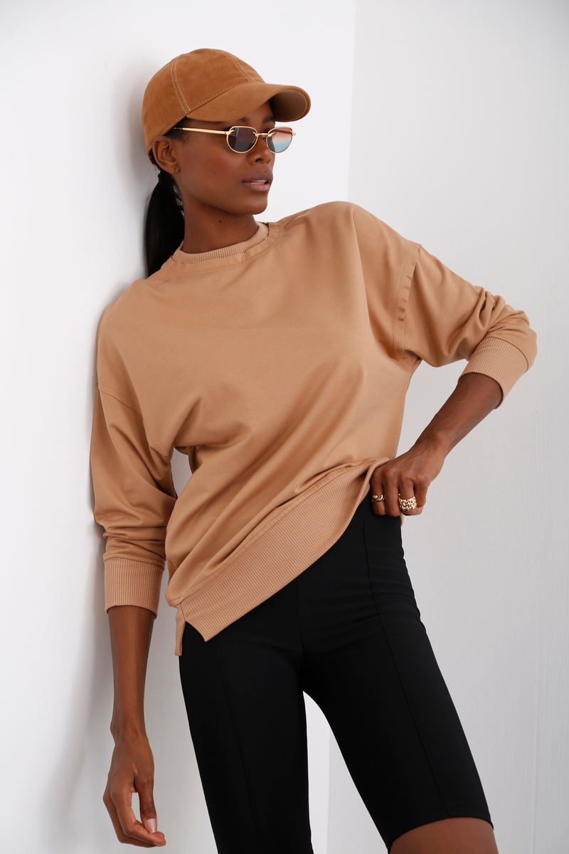 Sütlü Kahve Basic Sweatshirt 9002