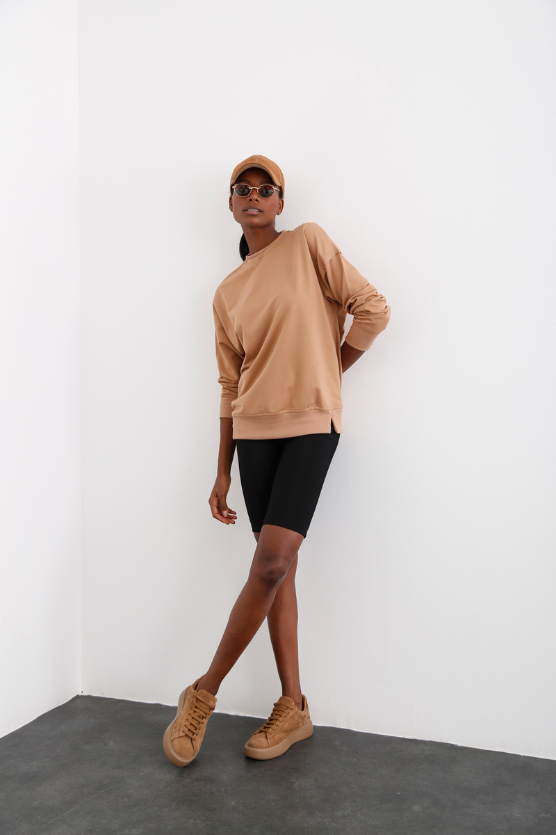 Sütlü Kahve Basic Sweatshirt 9002