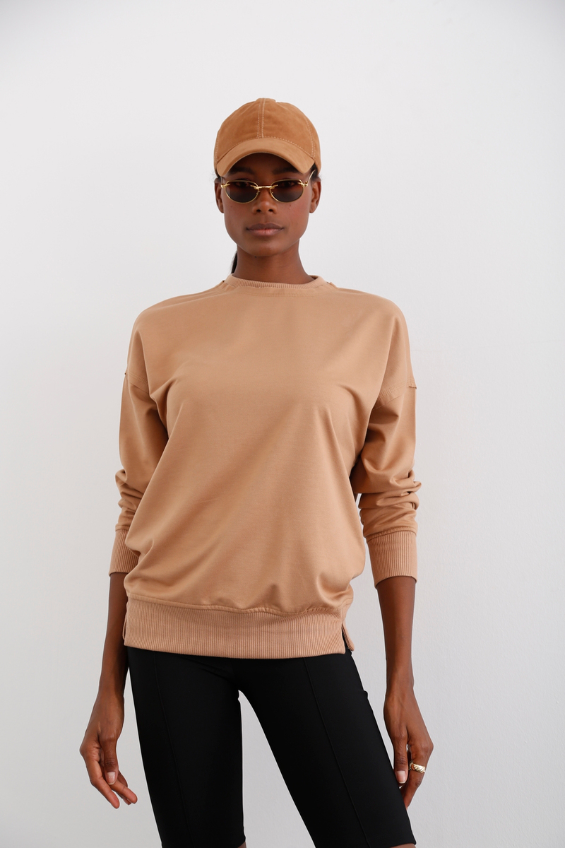 Sütlü Kahve Basic Sweatshirt 9002