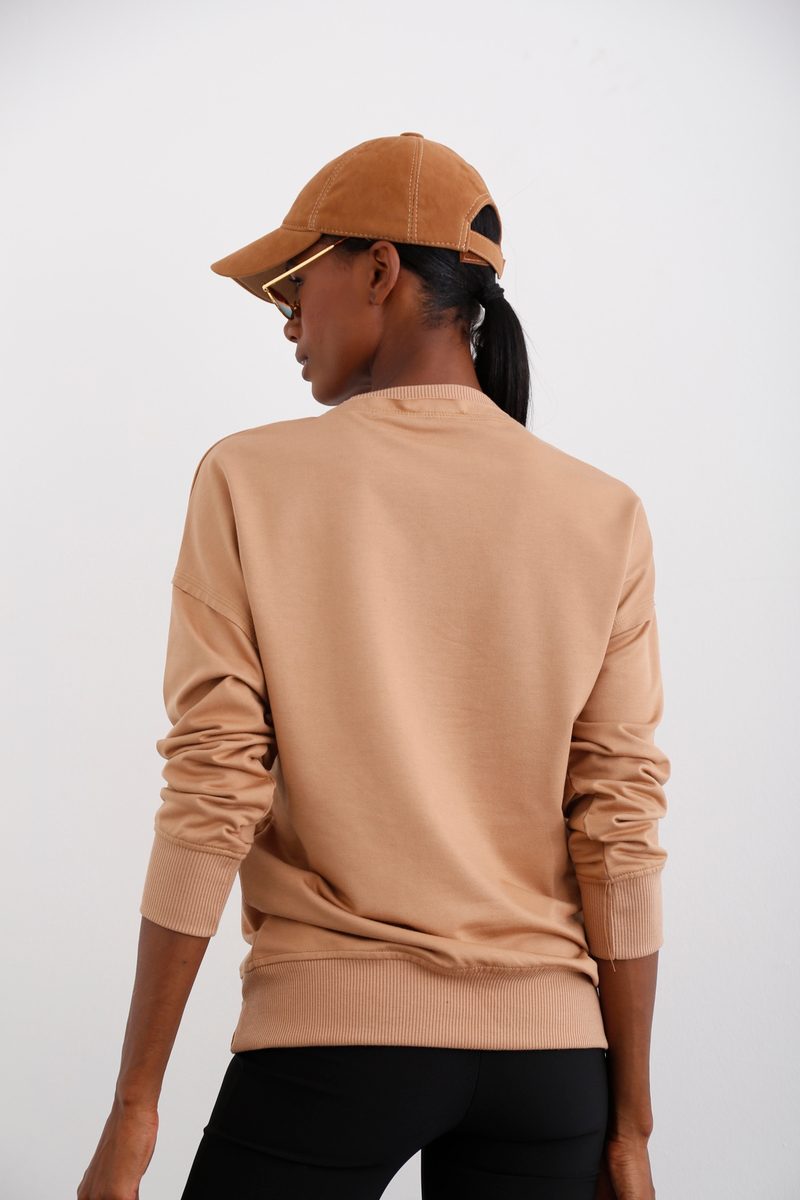 Sütlü Kahve Basic Sweatshirt 9002