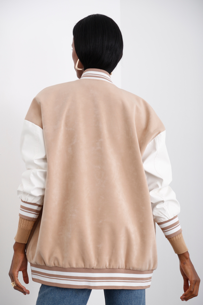 Sütlü Kahve Oversize Bomber Ceket 54068