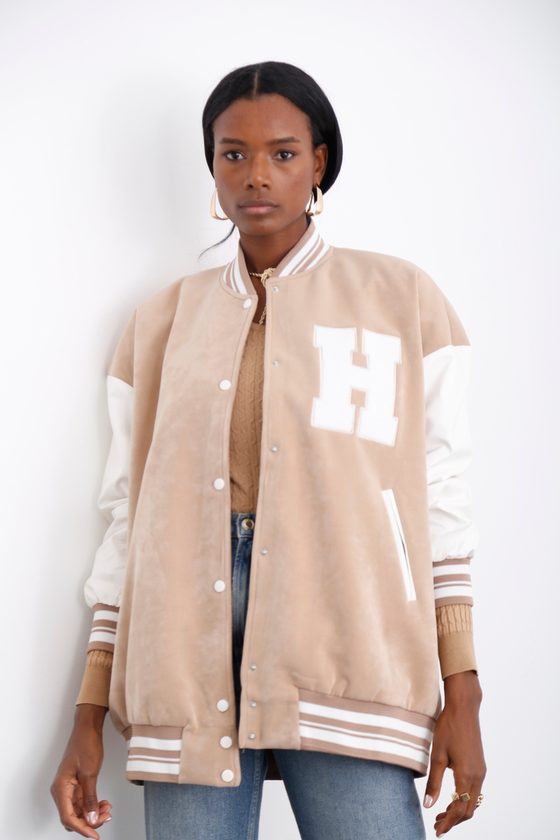 Sütlü Kahve Oversize Bomber Ceket 54068