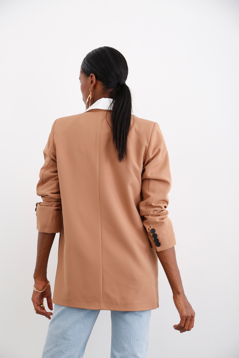 Sütlü Kahve Tek Düğme Blazer Ceket 9937