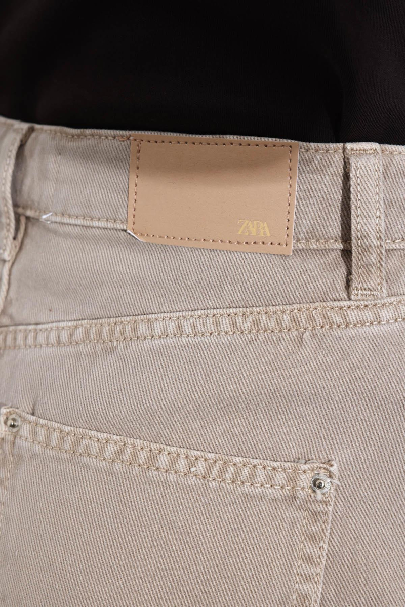 Sütlü Kahve Yüksek Bel Denim Şort 