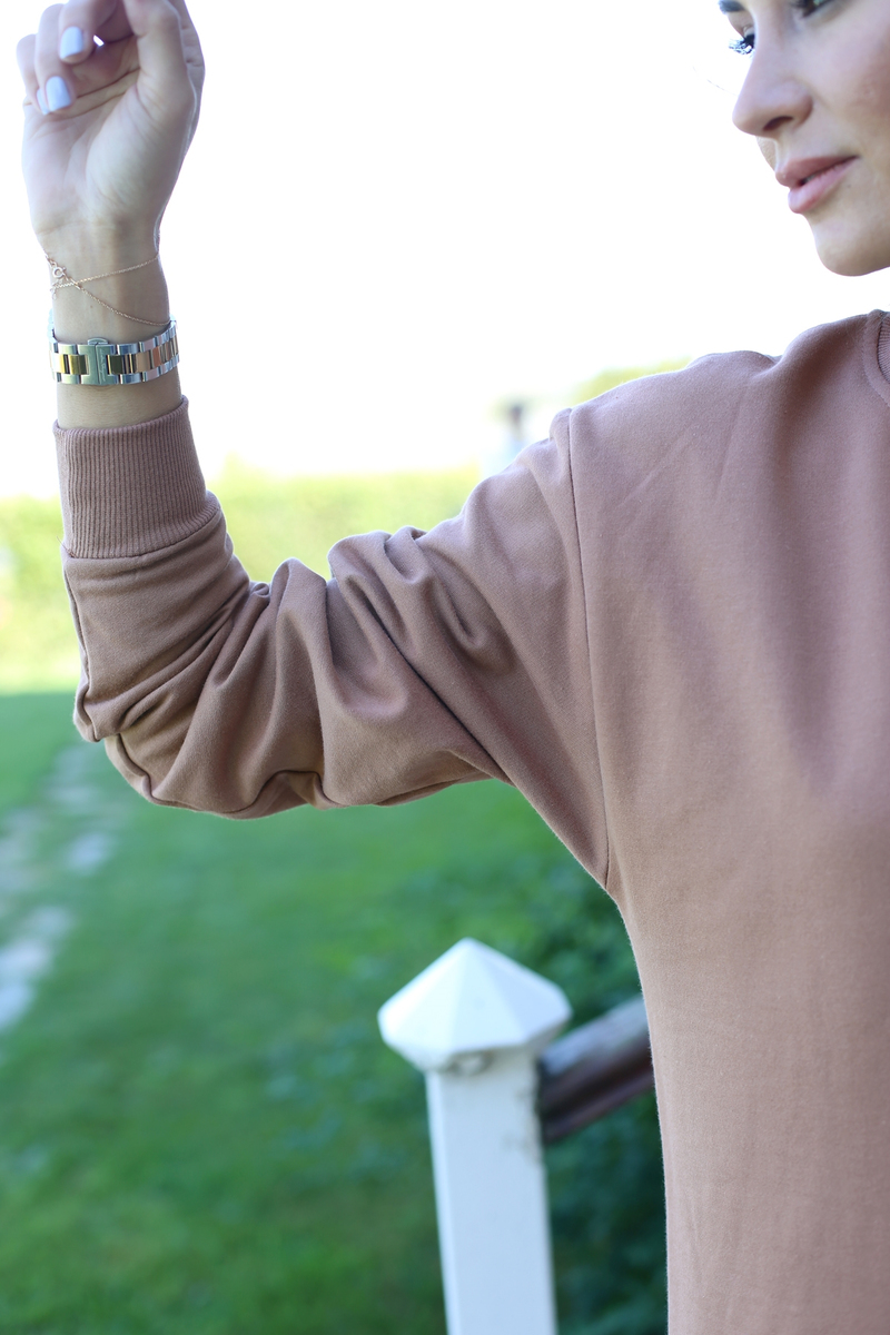Taba Altı Fistolu Sweat Elbise 7219
