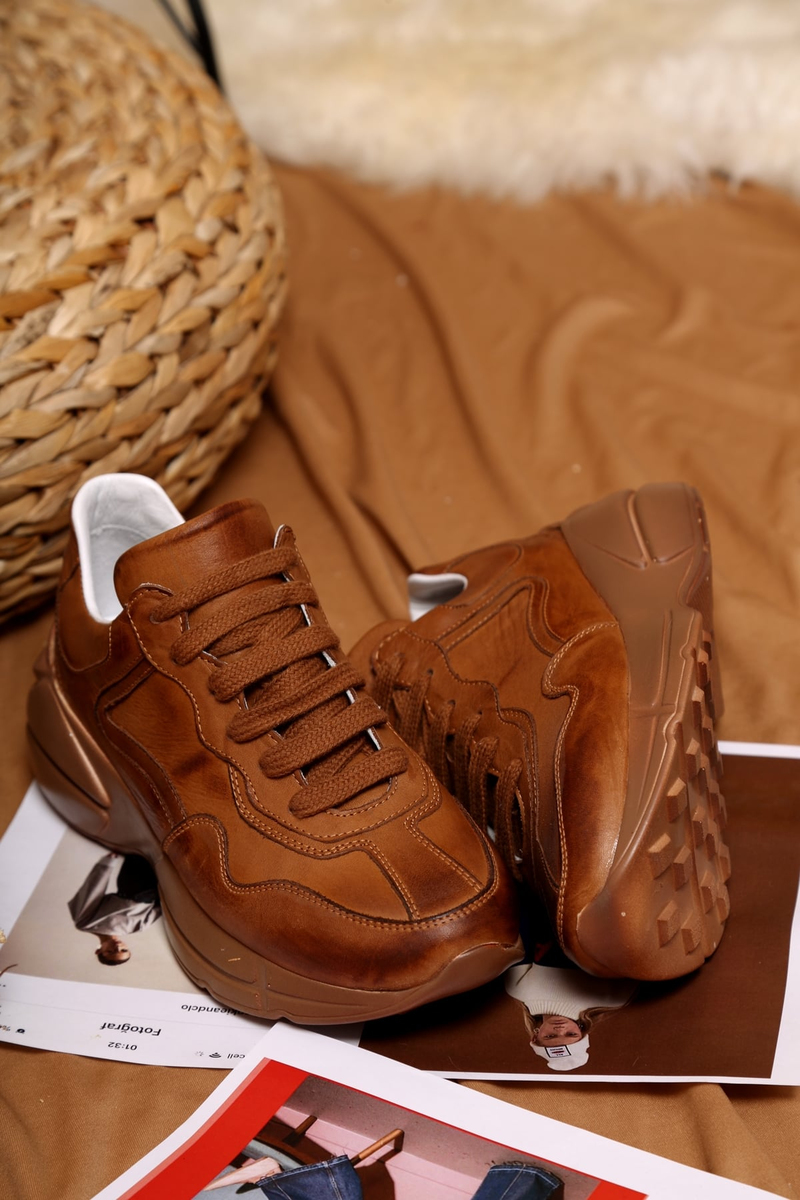 Taba Eskitme Deri Sneaker