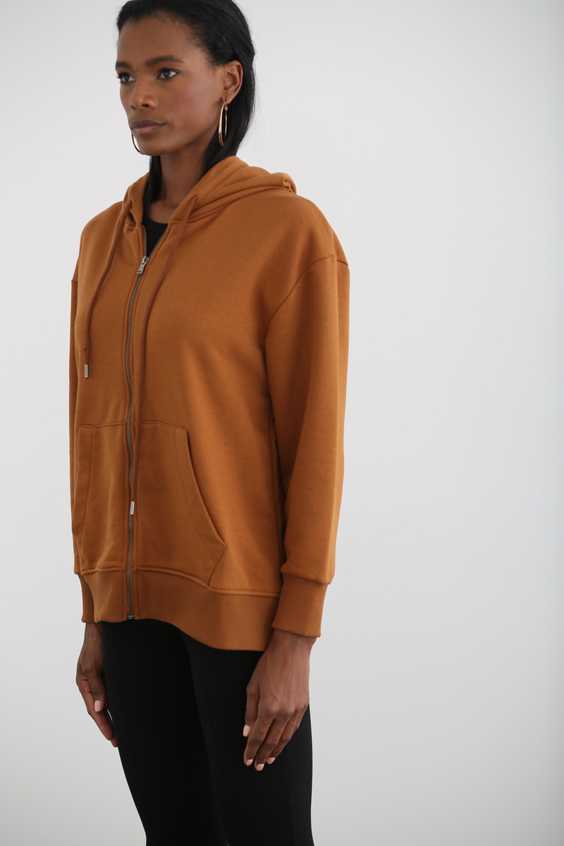 Taba Fermuarlı Sweatshirt 0067