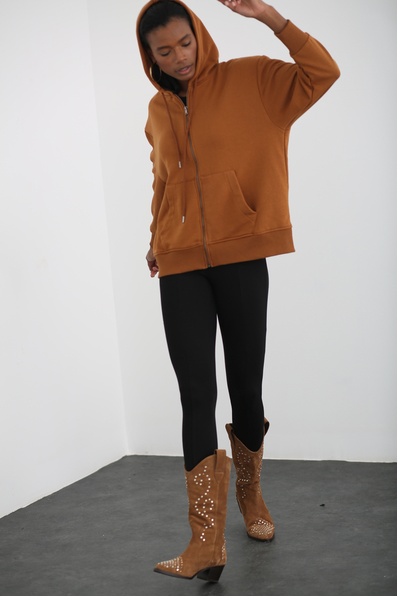 Taba Fermuarlı Sweatshirt 0067