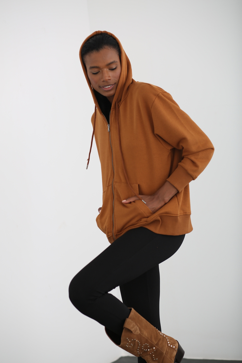 Taba Fermuarlı Sweatshirt 0067