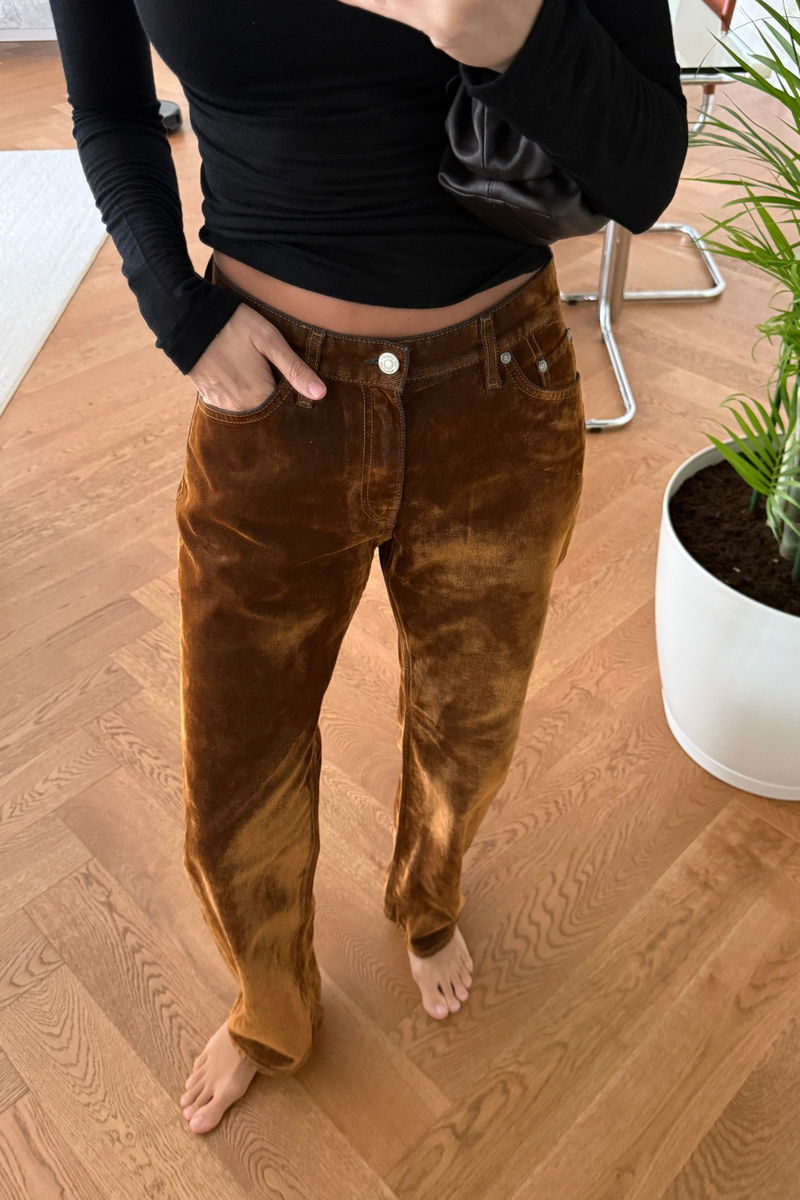 Taba Kadife Kaplamalı Düz Kesim Jean 