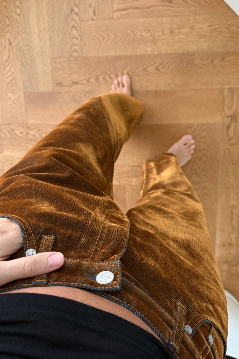 Taba Kadife Kaplamalı Düz Kesim Jean 