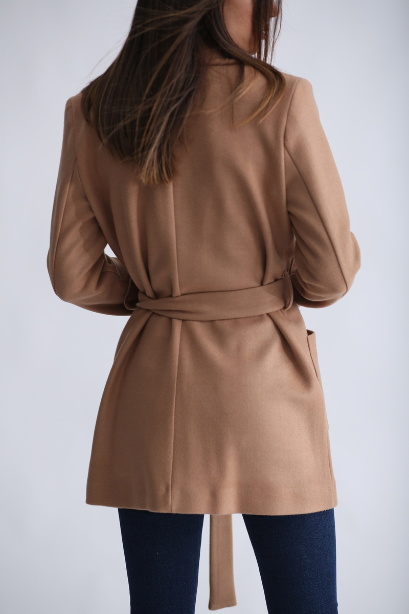 Taba Kuşaklı Kaşe Ceket Kaban 89425