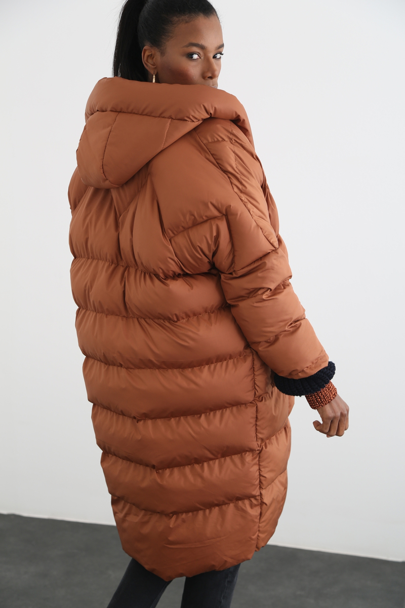 Taba Oversize Şişme Mont D89449