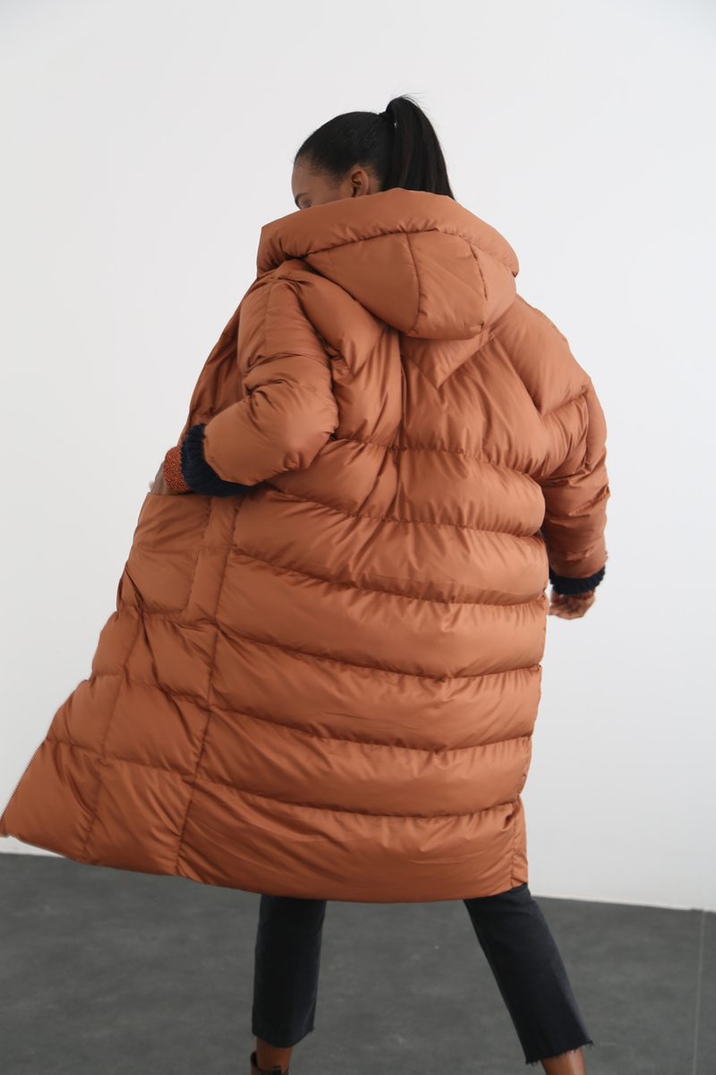 Taba Oversize Şişme Mont D89449
