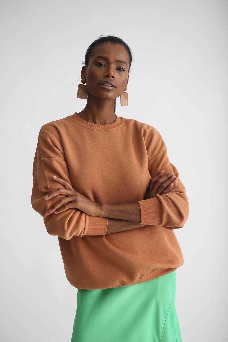 Taba Şardonlu Basic Sweatshirt 3200