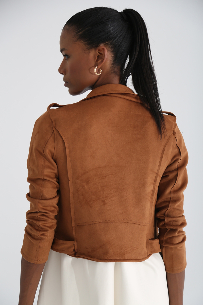 Taba Süet Biker Ceket 0112