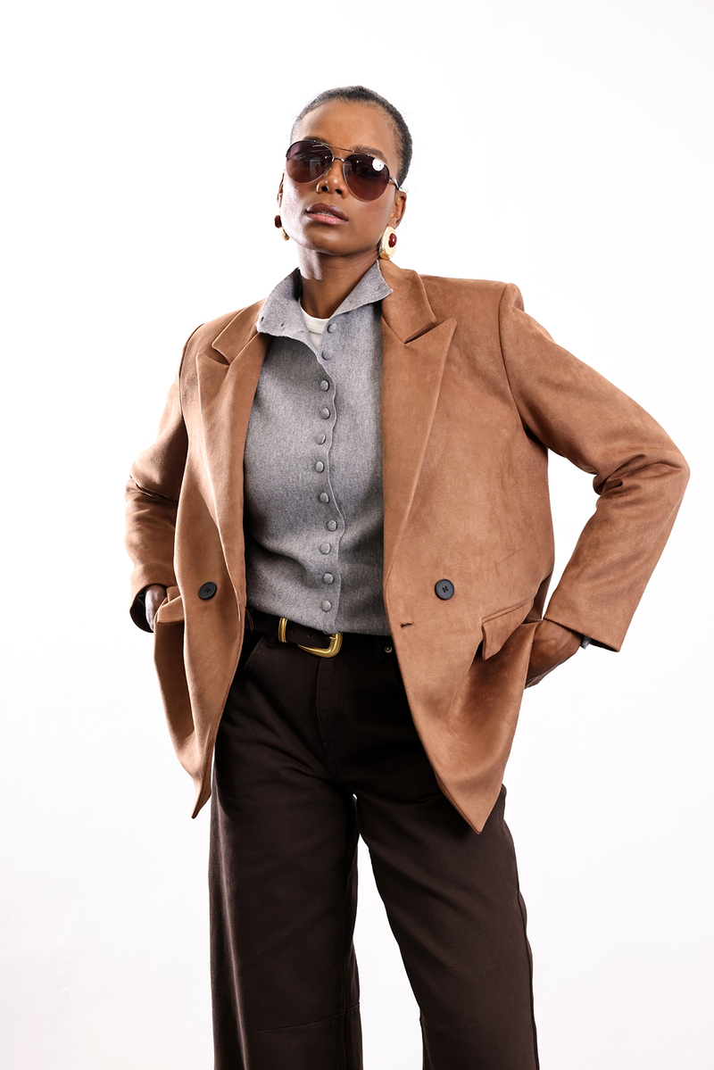 Taba Süet Blazer Ceket 02064