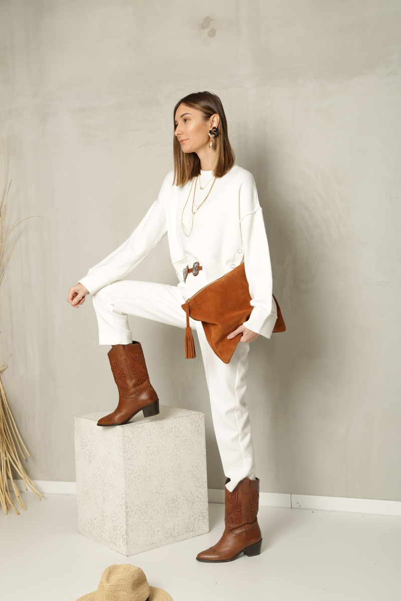 Taba Süet Clutch